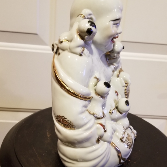 10" Vintage Japanese Kutami Porcelain Hotei Buddha & Children - Picture 16 of 16